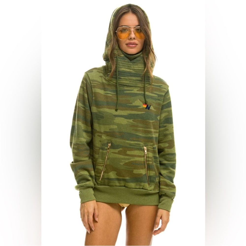 Aviator Nation Ninja camo Camouflage Hoodie with Gold Accents